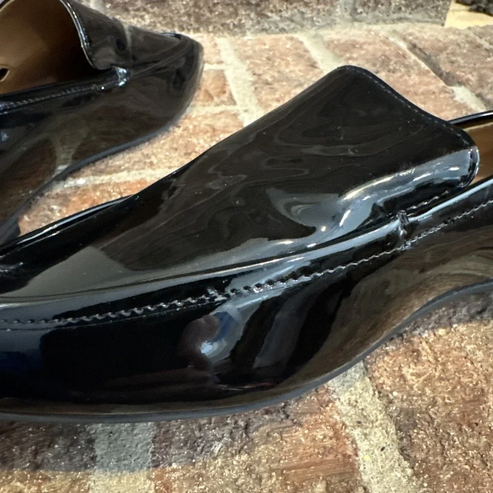 Nordstrom Rack Franny Moc Toe Loafer Shoes Women's‎ Black Patent Sz 5.5 #349